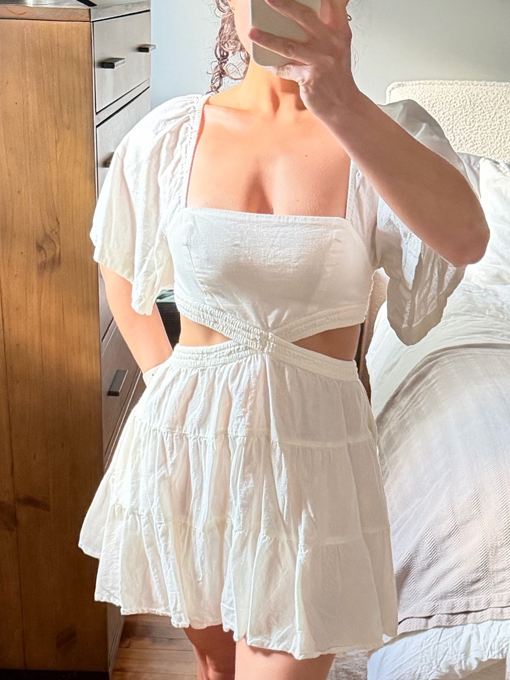 Free People Cross of Sunlight White Mini Dress